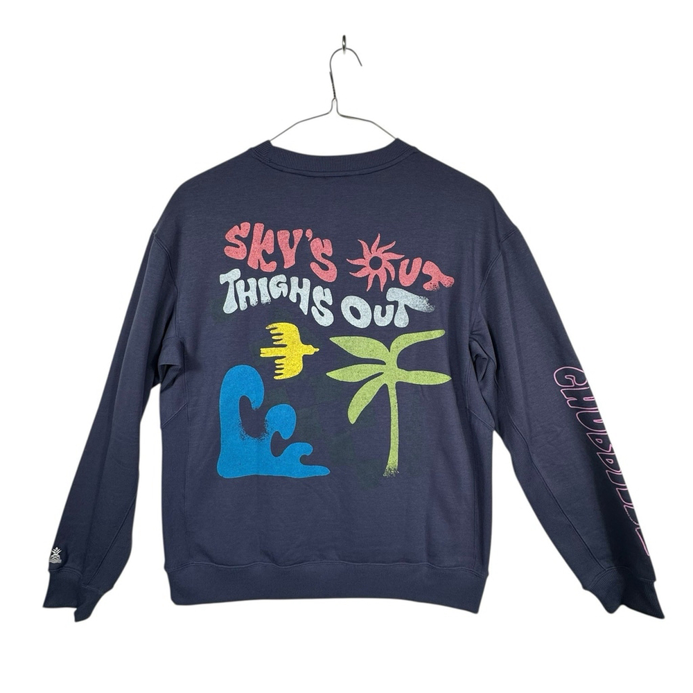 Chubbies Men's Soft Terry Crewneck The Sketchy Blue Sweat Shirt Size Medium - Picture 3 of 8